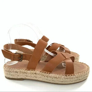 Madewell sandals style md776 size 9 cognac brown strappy Espadrilles platforms